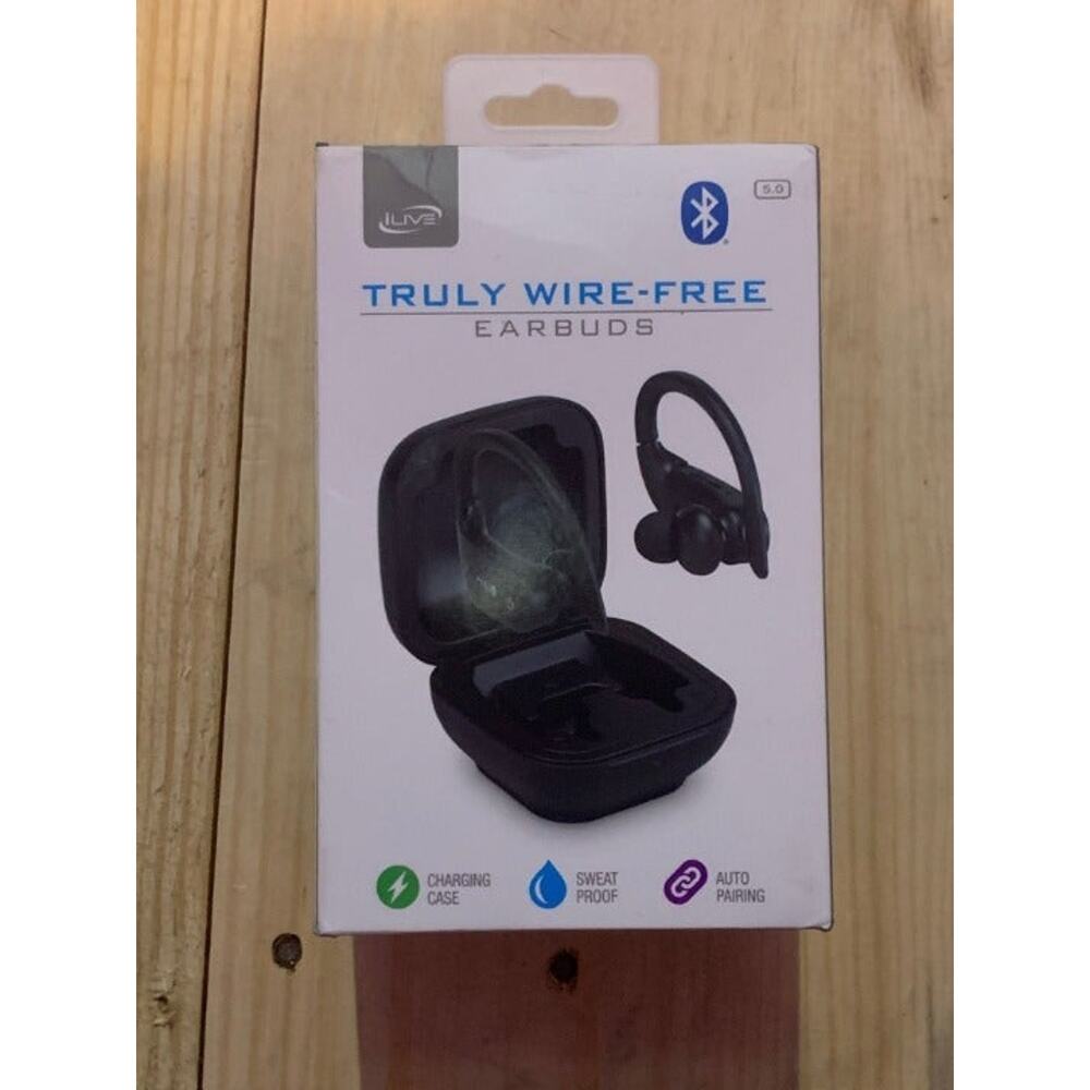 iLive True Wireless Bluetooth Earbuds & Charging Case-Black